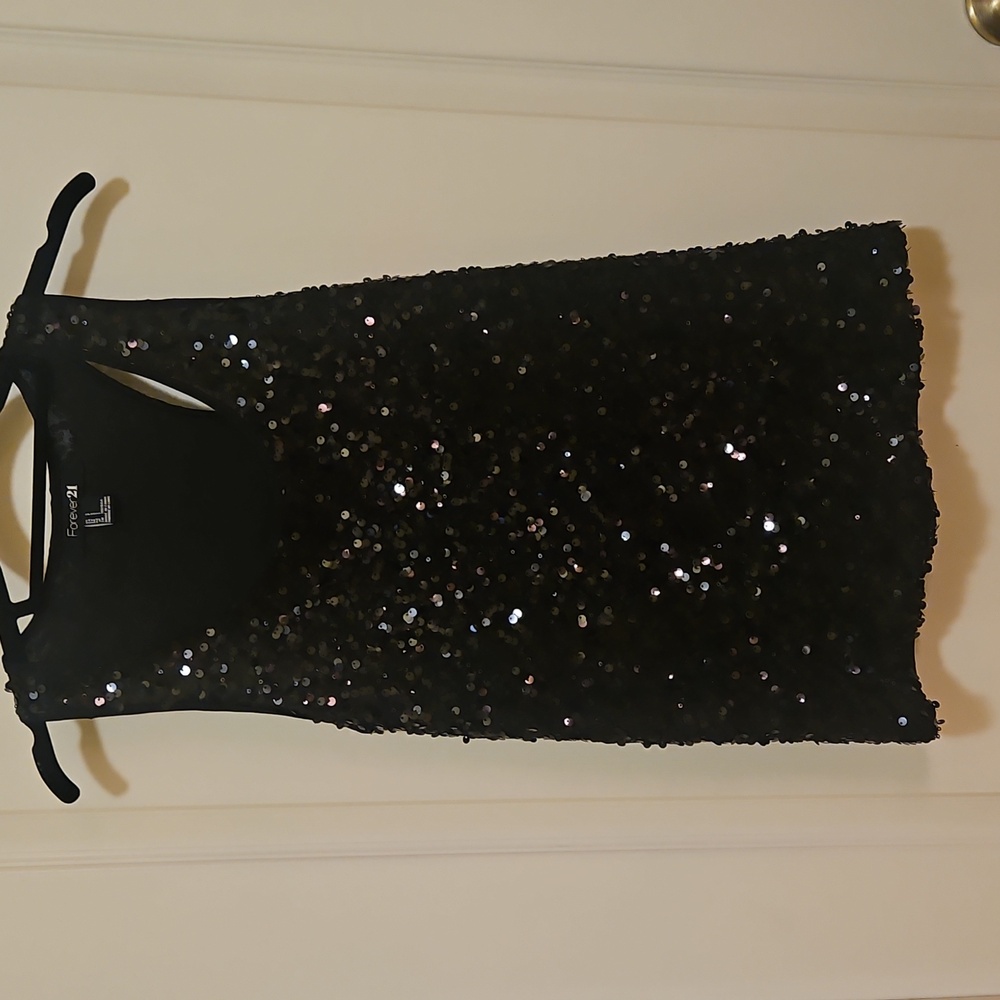 Black Sequin Tank Top By FOREVER 21 size S Formal Wear